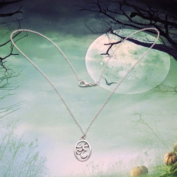 Buddhist OM in Oval Silver Necklace - Picture 2 of 2
